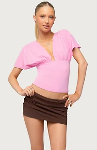 Edikted Flutter Plunging V Neck Top