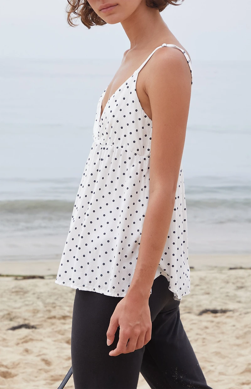 John Galt White Polka Dot Edith Tank Top