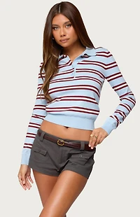 Edikted Brayden Striped Polo Sweater