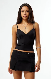 Third Charm Studded Pleated Mini Skirt