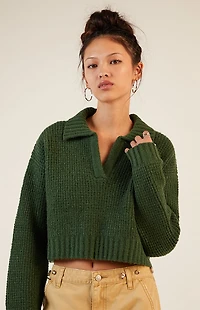 LA Hearts Gabriela Waffle Knit Collared Sweater