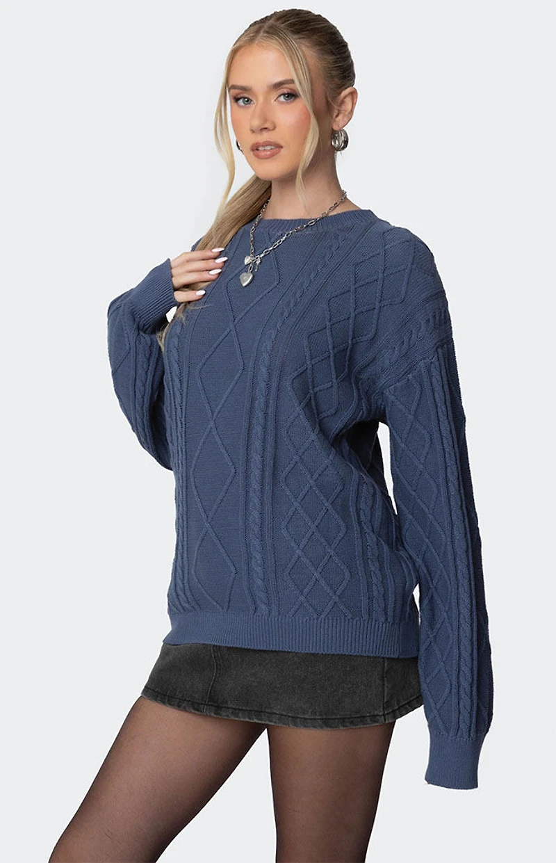 Edikted Jessy Cable Knit Oversized Sweater