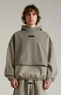 Fear of God ESSENTIALS Dust Heather Grey Nylon Fleece Hooded Sweatshirt