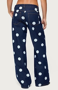 Edikted Leyah Polka Dot Low Rise Jeans