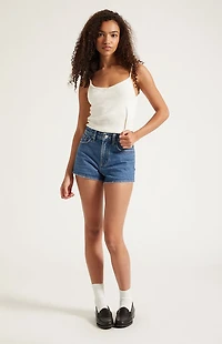 Pacsun Ivy High Waisted Denim Festival Shorts Indigo