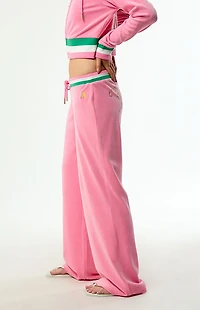 Juicy Couture Pink Velour Contrast Waist Baggy Track Pants