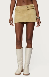Edikted Roney Stud Faux Suede Mini Skort
