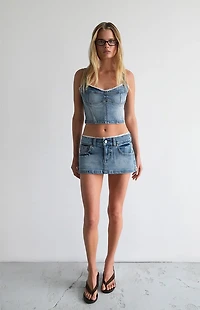 ABRAND Selena Lace 00 Super Low Denim Mini Skirt