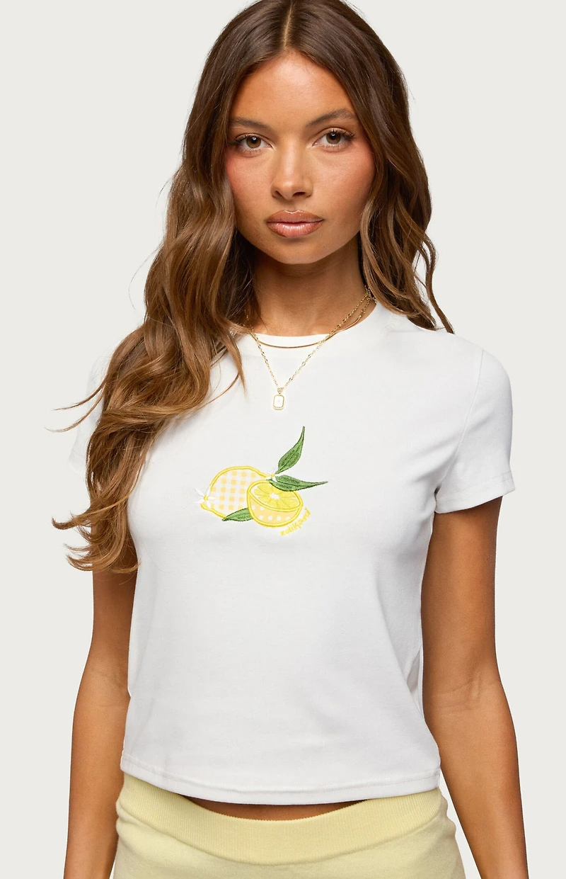Edikted Lemon Patch T-Shirt
