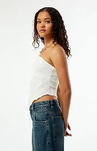 Your Favorite Lucia Eyelet Split Hem Tube Top