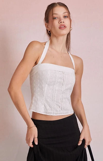 Beverly and Beck Sophia Eyelet Halter Top