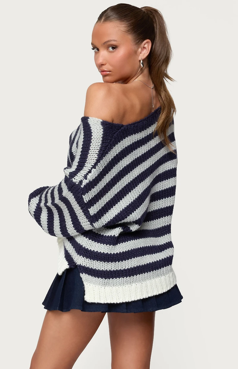 Edikted Eugenie Oversized Striped Knit Sweater