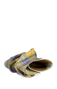 AZALEA WANG Women's Yellow Plaid Birdsong Stiletto Booties
