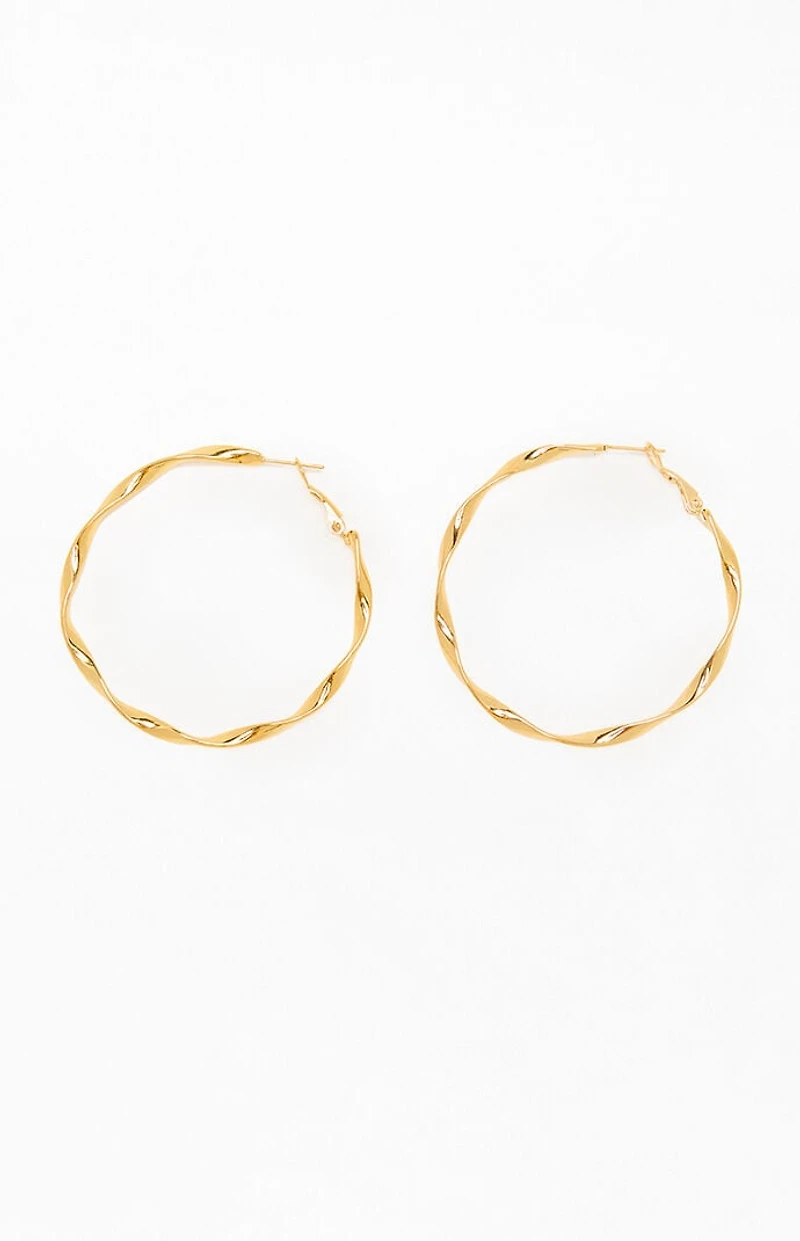 LA Hearts Gold Twisted Hoop Earrings