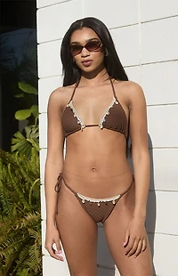 Dippin' Daisy's x Pacsun Brown Seashell Bondi Tie Side Bikini Bottom