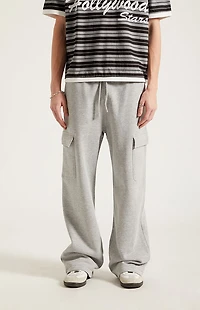 Pacsun Gray Fleece Extreme Baggy Cargo Sweatpants
