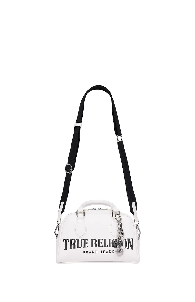 True Religion White Bombe Logo Satchel
