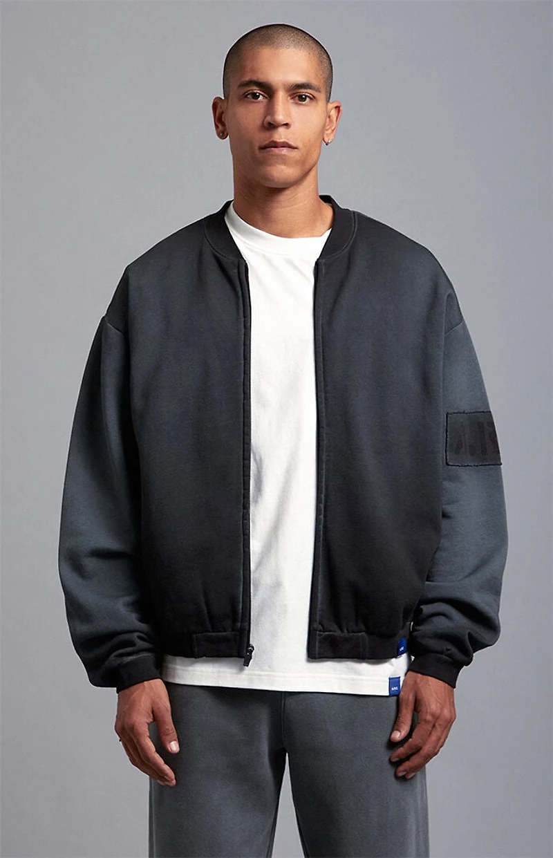 A.R.C. Black Vintage Wash Heavyweight Fleece Bomber Jacket