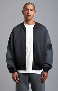 A.R.C. Black Vintage Wash Heavyweight Fleece Bomber Jacket