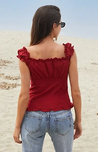 John Galt Red Elena Top