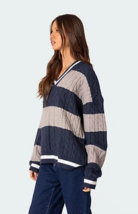 Edikted Romie V-Neck Cable Knit Sweater