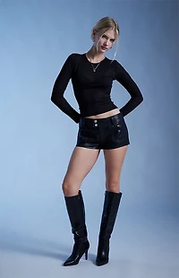 Third Charm Faux Leather Low Rise Shorts