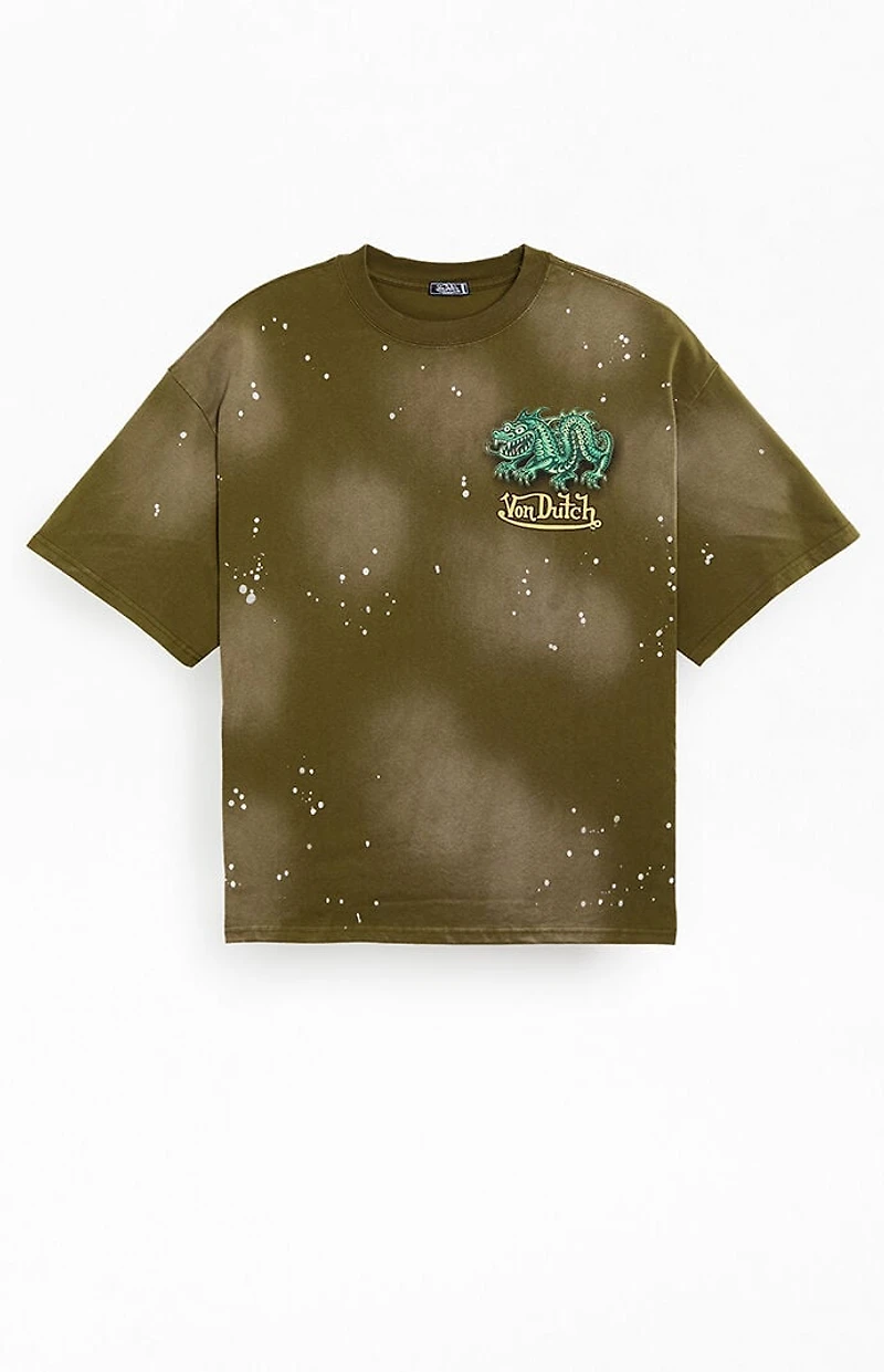 Von Dutch Dragon Paint Splatter Oversized T-Shirt