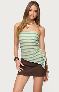 Edikted Sari Striped Strapless Asymmetric Top