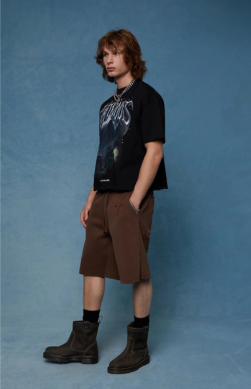 Pacsun Distressed Star Applique Baggy Sweat Shorts