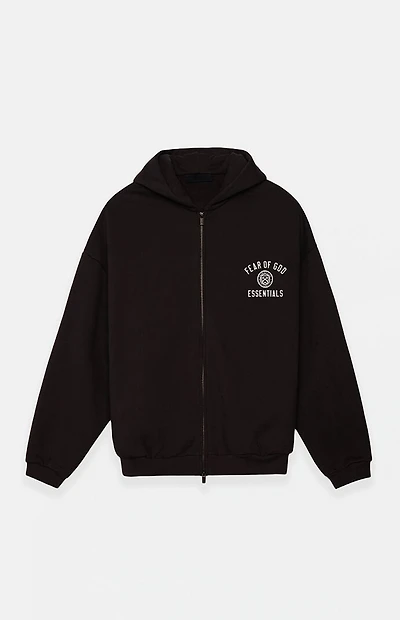 Fear of God ESSENTIALS Black Heavy Fleece University Full Zip Hoodie