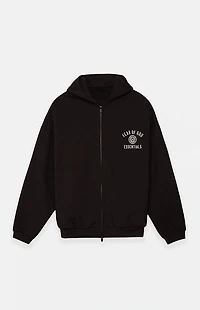 Fear of God ESSENTIALS Black Heavy Fleece University Full Zip Hoodie