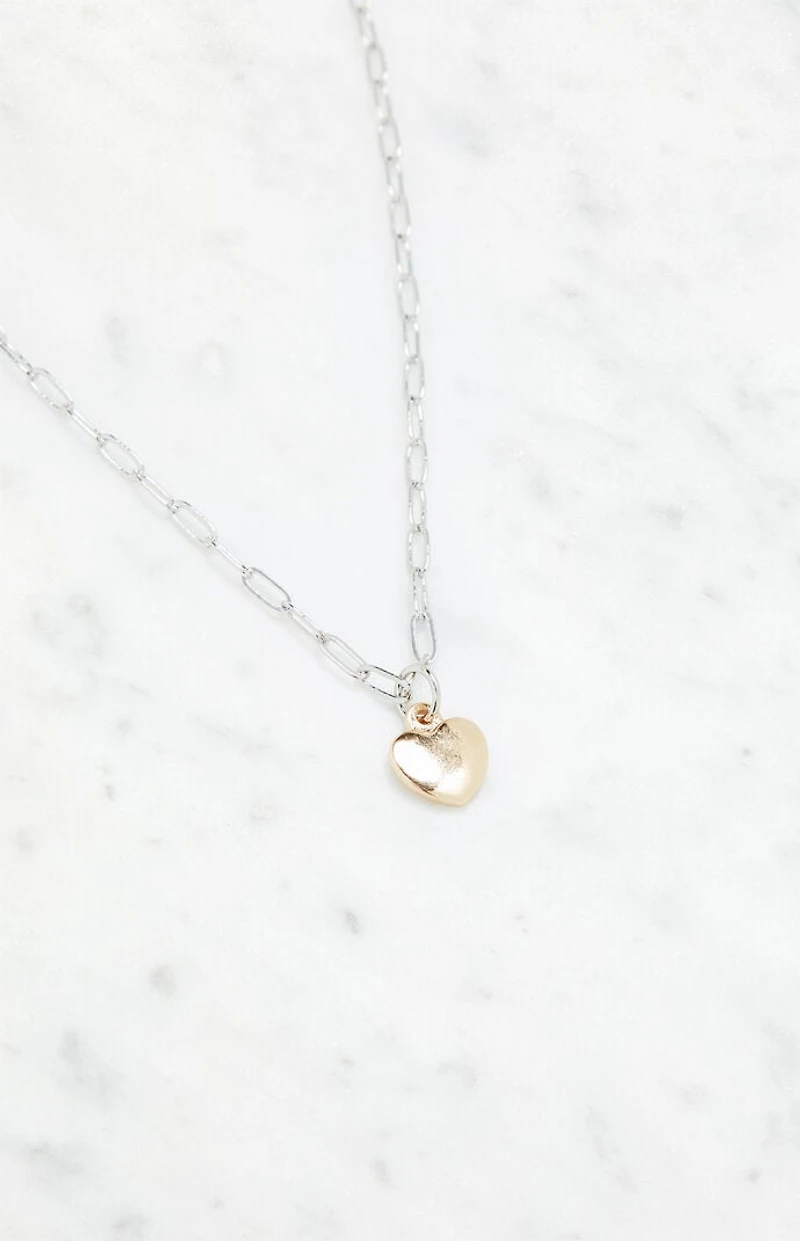 LA Hearts Two Tone Heart Chain Necklace