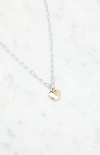 LA Hearts Two Tone Heart Chain Necklace