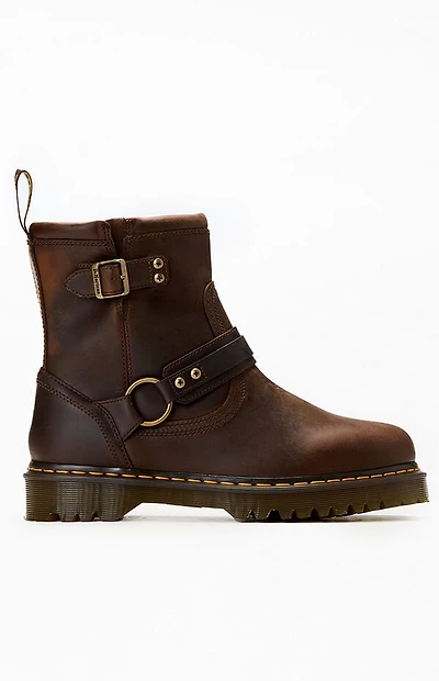 Dr Martens Brown Anistone Harness Leather Low Biker Boots