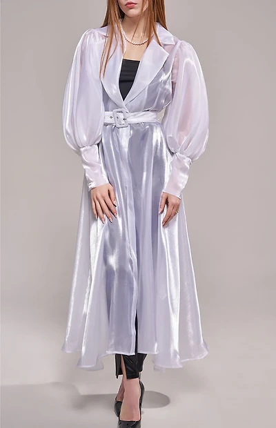 AZALEA WANG Cassara Sheer Trench Coat