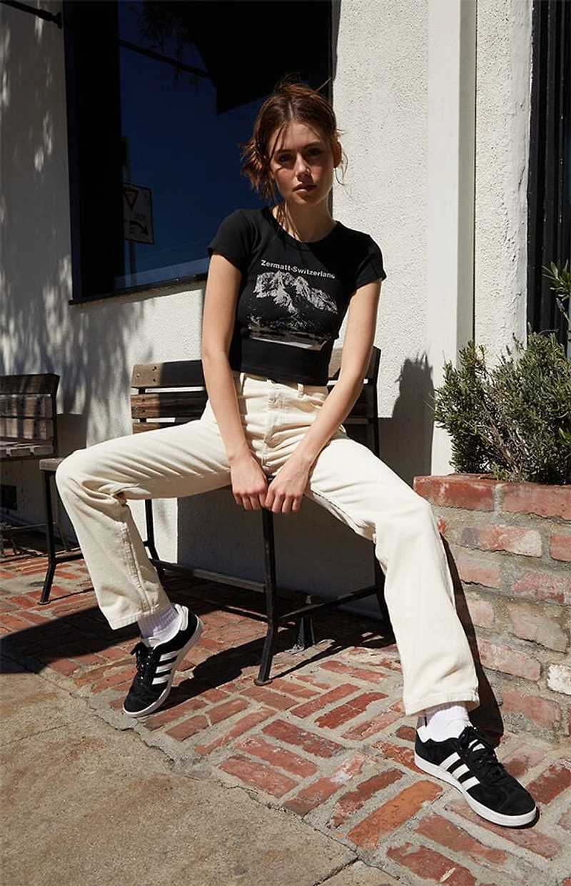 John Galt White Corduroy Straight Leg Pants