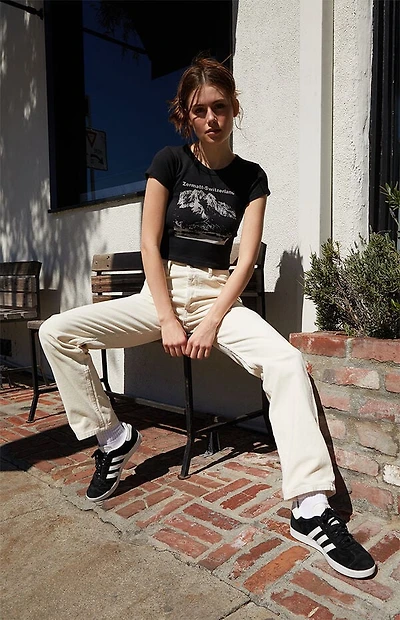John Galt White Corduroy Straight Leg Pants