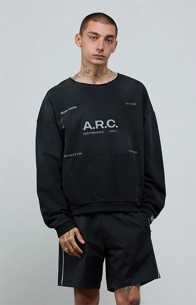 A.R.C. Black Vintage Wash Heavyweight Fleece Cutoff Sweatshirt