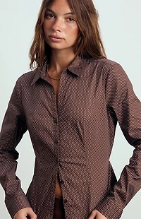 Beverly and Beck Sawyer Tie Back Long Sleeve Button Down Shirt