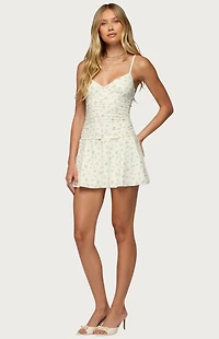 Edikted Lushia Floral Ruched Mini Dress