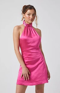 Beverly and Beck Satin Halter Mini Dress