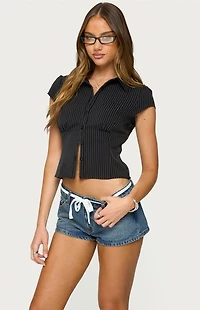 Edikted Juney Pinstripe Tailored Button Up Shirt