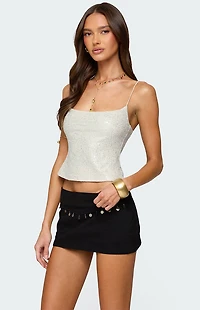 Edikted Metallic & Sequin Texture Tank Top