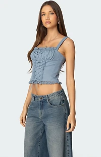 Edikted Juliet Ruched Lace Up Corset