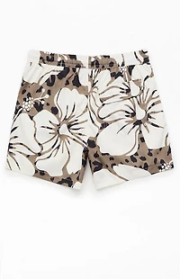 Duvin Design Hibiscus Leopard 4.5" Swim Trunks