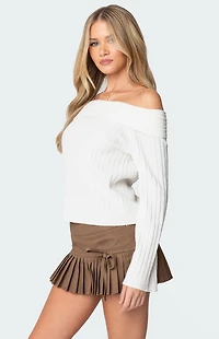 Edikted Brandy Fold Over Ribbed Sweater