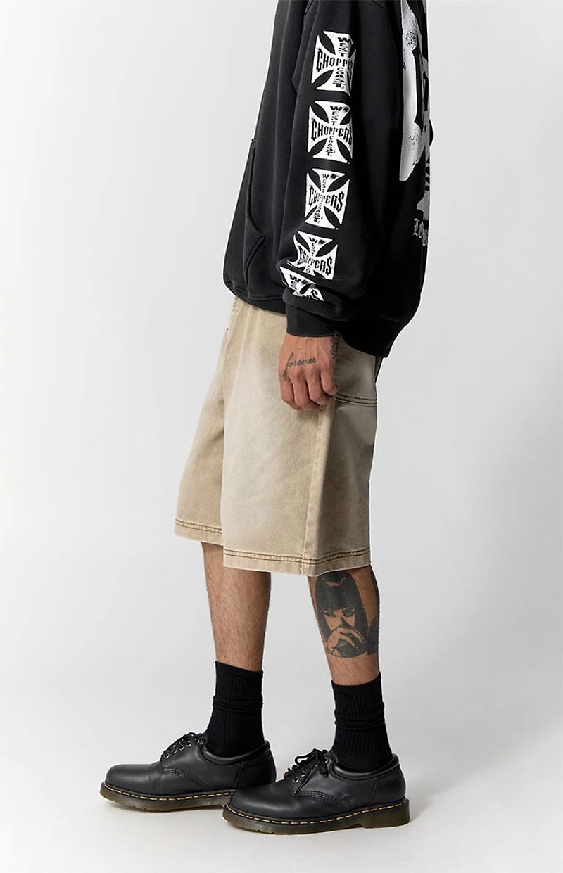 Pacsun Parker Baggy Jean Shorts Tan Washed