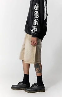 Pacsun Parker Baggy Jean Shorts Tan Washed