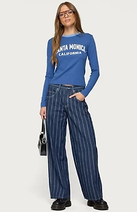 Edikted Kyler Pinstripe Low Rise Jeans