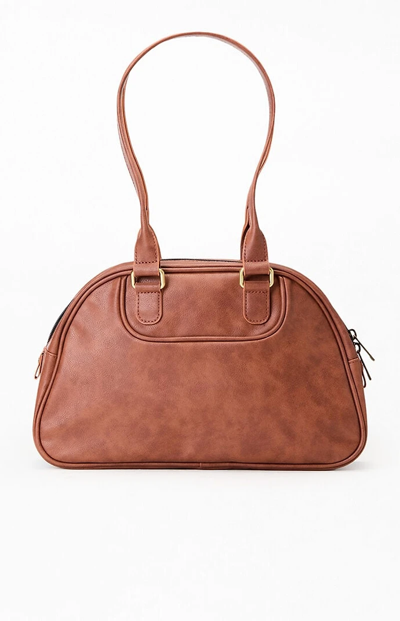 adidas Brown Faux Leather Airliner Shoulder Bag